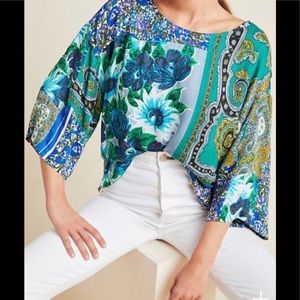 Anthropologie Ellery Blue Floral Patchwork Blouse